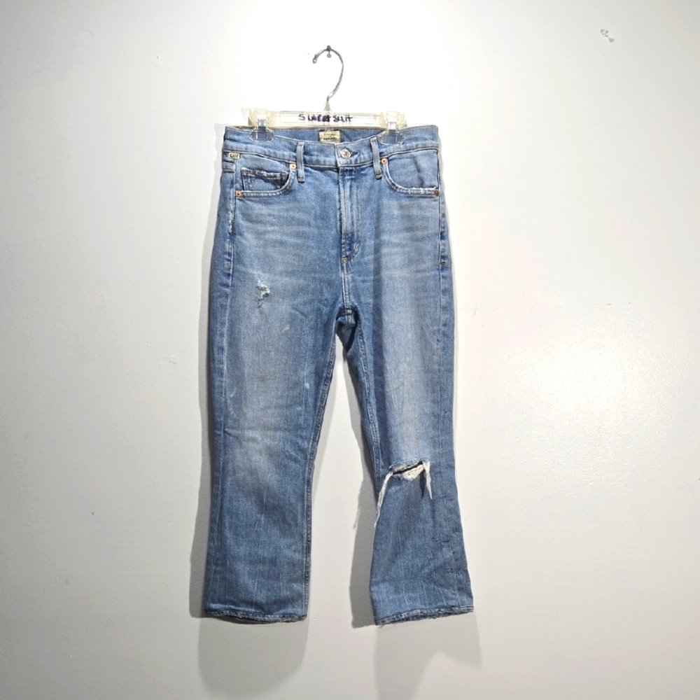 Citizens Of Humanity Demy Petite Cropped Flare Jeans Distressed 26W